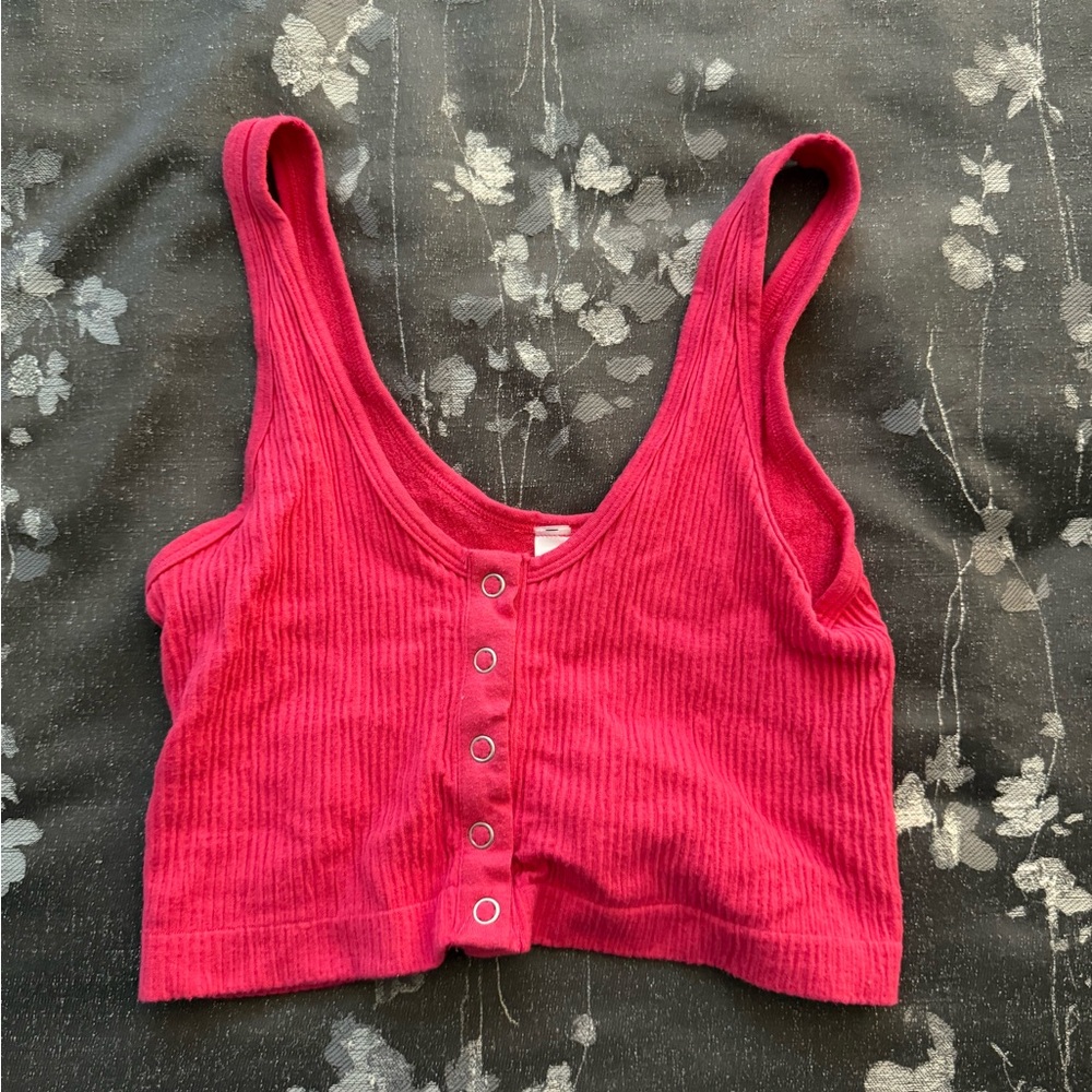 Urban Outfitters Out From Under Ribbed Pink Button-Front Bra Top Size M/L